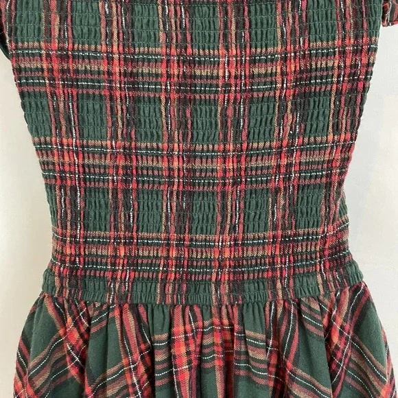 Ivy City Co Hattie Dress XS Green Red Plaid Smocked Midi Cottagecore Holiday - Picture 6 of 10